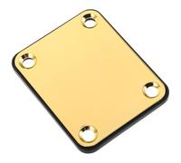 DECHOUS Placa de Refuerzo de Mástil para Guitarra Eléctrica Eléctrico Metálica Cromada Dorada 4 Agujeros con Tornillos Accesorio Resistente y Compatible para Instrumentos Musicales