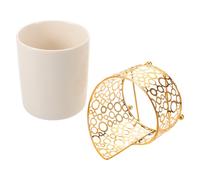 DECHOUS Porta Utensilios Pequeño de Cerámica Base Estable y Marco Metálico, Soporte para Cucharas de Café, Palitos y Tenedores de Fruta, Adecuado para Estación de Café y Organización