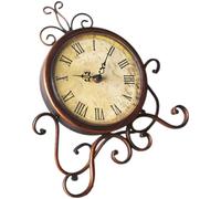 DECHOUS Reloj de Sobremesa Vintage de Hierro y Vidrio, Estilo Europeo Retro, Silencioso sin Pilas, Decoración para Sala de Estar, Dormitorio y Oficina, Reloj Clásico de Mesa Funcional