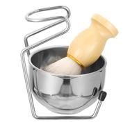 DECHOUS Set de Soporte para Brocha de Afeitar de Barba de Acero Inoxidable 3 Piezas Bol y Cepillo Soporte Seguro y Portátil para Cuidado Profesional de Barba