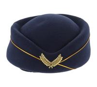 DECHOUS Sombrero Azafata Cosplay Elegante Azul Marino para Disfraz Mujer Uniforme Asistente Vuelo Accesorio Escenario