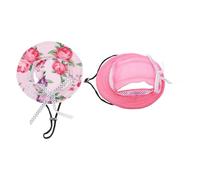 DECHOUS Sombrero de Pescador para Perros Pequeños 2 Piezas Visera y Orificios para Orejas, Color Rosa y Rayas, Accesorio de Verano para Protección Solar y Uso al Aire Libre