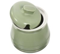 DECHOUS Tarro de Cerámica para Azúcar y Sal 380 Ml con Tapa y Cuchara Recipiente para Condimentos de Cocina en Color Verde Manzana Apto para Uso Doméstico y Almacenamiento Seguro
