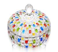 DECHOUS Tarro de Cristal Colorido para Dulces: Pequeño Plato Decorativo de Cristal con Tapa para Dulces, Chocolates, Frutos Secos Y Joyas. Tarro de Colores para Fiestas, Bodas Y Hogar.