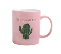 DECHOUS Taza de Cerámica Rosa Diseño de Cactus, Capacidad 260-300ml Resistente al Calor y Bordes Pulidos Adecuado para Casa y Oficina