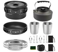 DECHOUS Utensilios de Cocina para Exteriores Asas Aislantes y Antideslizantes, Kit Completo para Camping y Picnic 2-3 Personas