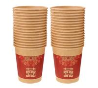 DECHOUS Vasos de Papel Resistentes Prueba de Fugas 50 Piezas Rojo Diseño Doble Felicidad Capacidad 250ml para Bodas Chinas Ideales para Fiestas y Banquetes Grandes