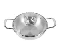 DECHOUS Wok de Acero Inoxidable Doble Asa, Resistente al Calor y Fácil de Limpiar, Utensilio de Cocina Portátil Adecuado para Cocinar Cocina