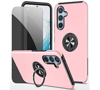 Dechyi Privacidad Funda para Samsung Galaxy A34 5G Carcasa con Anti Espía Vidrio Templado de Privacidad con Soporte de Anillo- Rosado