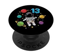 Decimotercer Cumpleaños Astronauta Planetas 13 Lindo Espacio PopSockets PopGrip Adhesivo