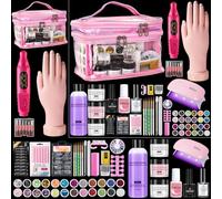 Deciniee Kit Uñas Acrilicas-Profesional con Lampara Uñas/Tips/Broca Unhas y Mano para Practicar. Ideal para hacer uñas de gel, decoración y DIY-Acrílico y herramientas para principiantes y expertos