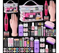 Deciniee Kit Uñas Acrilicas-Profesional con Lampara Uñas/Tips/Broca Unhas y Mano para Practicar. Ideal para hacer uñas de gel, decoración y DIY-Acrílico y herramientas para principiantes y expertos