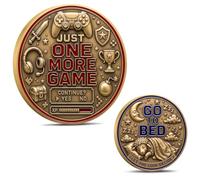 Decision Coin One More Game/Go to Bed - Divertida moneda abatible para jugadores, búhos nocturnos y regalo para jugadores, aleación de zinc de doble cara de alto alivio, toma decisiones de noche de
