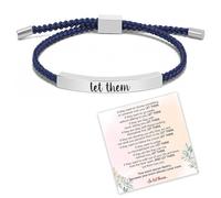 Decixde Pulsera para mujer con texto en inglés "Let Them Dont Let The Hard Days Win", pulsera motivacional de acero inoxidable, pulsera ajustable trenzada a mano, joyería inspiradora, regalos