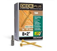 Deck Plus 48413 Tornillos para madera #8 x 2 pulgadas, bronceado, caja de 1 libra