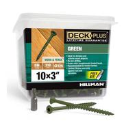 Deck Plus Tornillos autoperforantes #10 x 3 pulgadas, verde, caja de 5 libras, resistente a la corrosión, broca de estrella T25