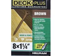 Deck Plus Tornillos exteriores para madera y valla con revestimiento epoxi de 1-1/4 pulgadas #8 x 1-1/4 pulgadas Torx/Star Drive incluida rosca gruesa, tornillo de cubierta resistente a la corrosión