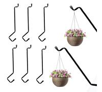 Deck Rail Hooks Set - Outdoor Planter Hanging Hooks for Balcony Use | Steel Frame 9.6 Inch Fence Mount Design with Anti Slip Grip Coating, Bird Feeder Support Rack for Garden Display Holder System