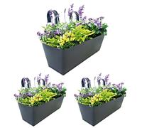 Deck Railing Planter Boxes, 3X Metal Outdoor Balcony, Detachable Hook Flower Pots, Weather-Resistant Gardening Containers for Flowers andHerbs, 16,34 x 4,92 x 3,94 pulgadas