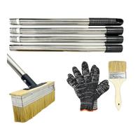 Deck Stain Brush - 59.06 Inch Long Handle Scrubber | Stainless Steel Paint Applicator - Heavy Duty Concrete Patio Śurface Prep Tool Is Ideal for Garage Porch Backyard Garden Fences