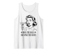 Deck The Halls and Spike The Olives Retro Christmas Graphic Camiseta sin Mangas