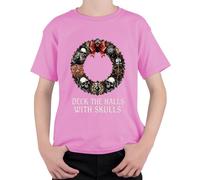 Deck The Halls with Skulls - Camiseta infantil con diseño de calavera, Rosa., 116