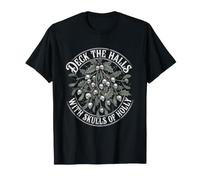 Deck The Halls with Skulls of Holly Black Metal Christmas Camiseta