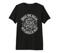 Deck The Halls with Skulls of Holly Black Metal Christmas Camiseta Premium