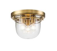 Deckenleuchte Baño IP44 Ø 33cm Redondo En Latón 3x E27 Metal Cristal Lámpara de