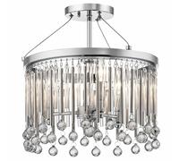 Deckenleuchte Cristal Redondo D: 38,1 CM Cromo 3x E14 Lámpara de Techo Comedor