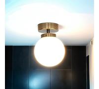 Deckenleuchte En Latón Cristal Blanco Bola Pantalla E14 Nouveau Lámpara de Baño