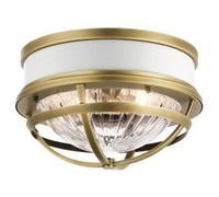 Deckenleuchte Metal Cristal D: 30,5 CM En Latón Blanco 2x E27 Techo Cocina