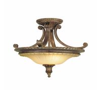 Deckenleuchte Rústico en Bronce Crema Ø48cm Cristal Lámpara de Techo Sala Sernoy