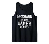 Deckhand by Day Gamer by Night Sail Boat Fishing Deck Hand Camiseta sin Mangas