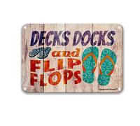 Decks Docks and Flip Flops - Letreros vintage de aspecto vintage, decoración de campo para cocina, decoraciones cardenales para el hogar, bar, letrero vintage de 8 x 12 pulgadas