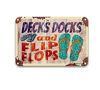 Decks Docks and Flip Flops - Placa de metal para decoración de cine o sala de caca para hombre, 20 x 30 cm