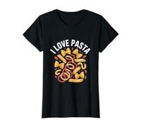 Declaración apasionada de la gastronomía I Love Pasta Camiseta gráfica económica, Mujer, Negro, L