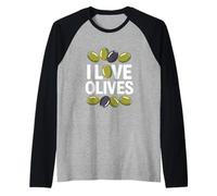 Declaración audaz de I Love Olives Camiseta Manga Raglan
