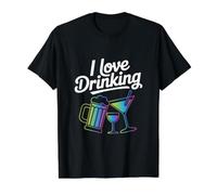 Declaración de Bebidas Divertidas I Love Drinking Camiseta gráfica económica, Hombre, Negro, L