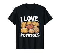 Declaración de Comida Divertida I Love Potatoes Camiseta gráfica económica, Hombre, Negro, M