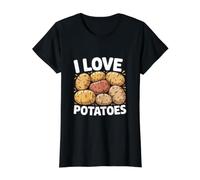 Declaración de Comida Divertida I Love Potatoes Camiseta gráfica económica, Mujer, Negro, S