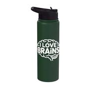 Declaración de entusiasta inteligente I Love Brains Stainless Steel Insulated Water Bottle