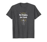 Declaración de fe Religiosa No Religiosa, Solo salvada Camiseta, Hombre, Jaspeado Oscuro, L