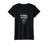 Declaración de fe Religiosa No Religiosa, Solo salvada Camiseta, Mujer, Negro, M