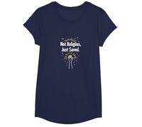 Declaración de fe Religiosa No Religiosa, Solo salvada Camiseta, Niñas, Azul Marino, M
