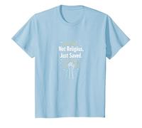 Declaración de fe Religiosa No Religiosa, Solo salvada Camiseta, Niños, Azul Bebé, 4 años