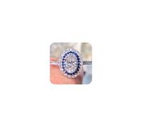 Declaración de halo de halo de la boda blanca oval blanca para mujeres. Su 925 STERLING SILE SILEMURA SIMULADA CUCTO DE DIAMANTE CUCONIA CUBICA CZ Promesa de compromiso 3CT Bands Anillos femeninos