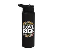 Declaración de los amantes de la comida I Love Rice Stainless Steel Insulated Water Bottle