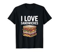 Declaración de los Amantes de la Comida I Love Sandwiches Camiseta gráfica económica, Hombre, Negro, XL