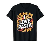 Declaración de pasión culinaria I Love Pasta Camiseta gráfica económica, Hombre, Negro, L